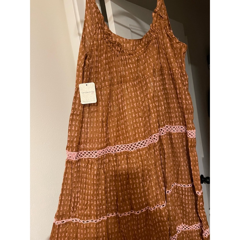 Free People Midnight Dance Print in Terra Cotta Brown Maxi Dress NWT Sz M - Picture 5 of 8
